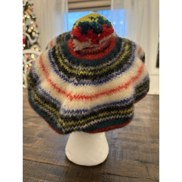 Dress Stewart Wool Tam O Shanter Beret Scotland Pom Pom Striped Multi-colored - Picture 4 of 8